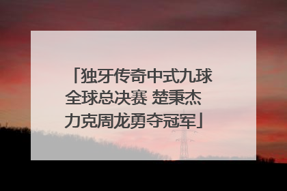 独牙传奇中式九球全球总决赛 楚秉杰力克周龙勇夺冠军