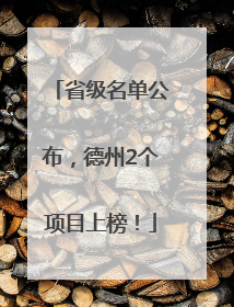 省级名单公布，德州2个项目上榜！