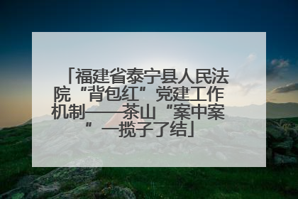 福建省泰宁县人民法院“背包红”党建工作机制——茶山“案中案”一揽子了结