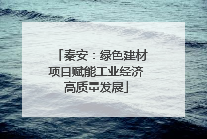 秦安：绿色建材项目赋能工业经济高质量发展