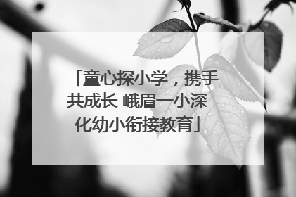 童心探小学，携手共成长 峨眉一小深化幼小衔接教育