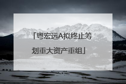粤宏远A拟终止筹划重大资产重组