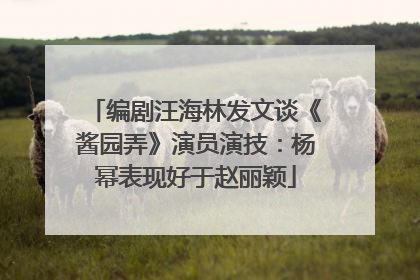 编剧汪海林发文谈《酱园弄》演员演技：杨幂表现好于赵丽颖