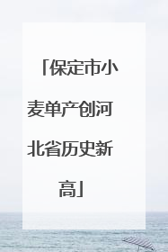 保定市小麦单产创河北省历史新高