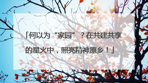 何以为“家园”？在共建共享的星火中，照亮精神原乡！