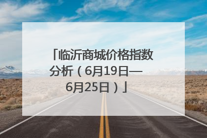 临沂商城价格指数分析（6月19日—6月25日）