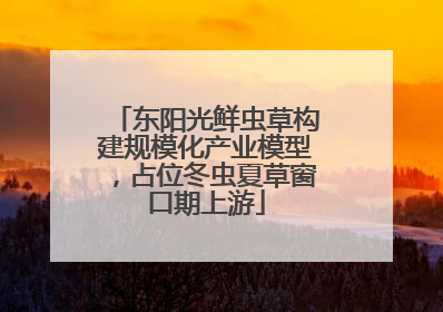东阳光鲜虫草构建规模化产业模型，占位冬虫夏草窗口期上游