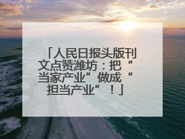 人民日报头版刊文点赞潍坊：把“当家产业”做成“担当产业”！