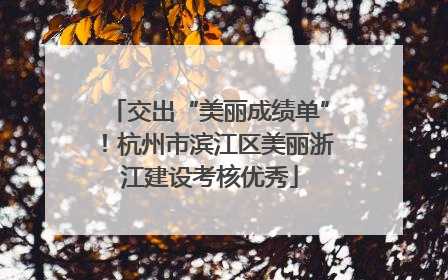 交出“美丽成绩单”！杭州市滨江区美丽浙江建设考核优秀