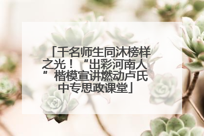 千名师生同沐榜样之光！“出彩河南人”楷模宣讲燃动卢氏中专思政课堂