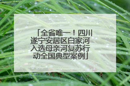 全省唯一！四川遂宁安居区白家河入选母亲河复苏行动全国典型案例