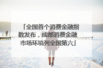 全国首个消费金融指数发布，成都消费金融市场环境列全国第六