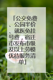 公交免费、公园半价、就医免挂号费，宿迁市发布市级及以上劳模优待服务清单