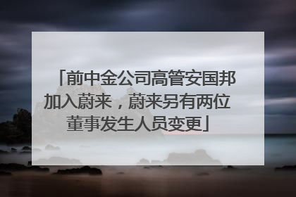 前中金公司高管安国邦加入蔚来，蔚来另有两位董事发生人员变更