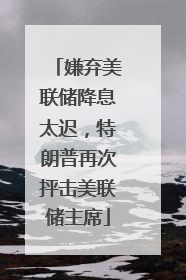 嫌弃美联储降息太迟，特朗普再次抨击美联储主席