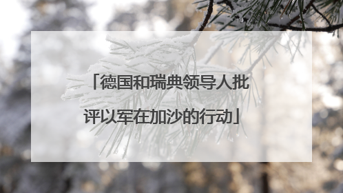 德国和瑞典领导人批评以军在加沙的行动