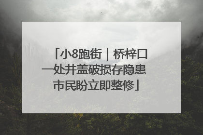 小8跑街｜桥梓口一处井盖破损存隐患 市民盼立即整修