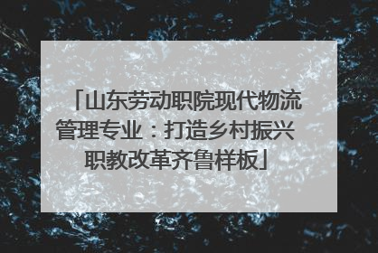 山东劳动职院现代物流管理专业：打造乡村振兴职教改革齐鲁样板