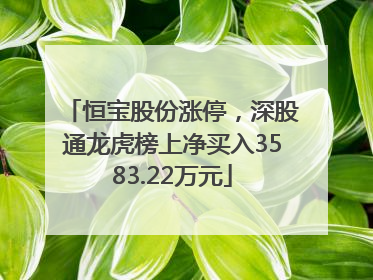 恒宝股份涨停，深股通龙虎榜上净买入3583.22万元