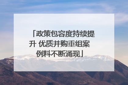 政策包容度持续提升 优质并购重组案例料不断涌现