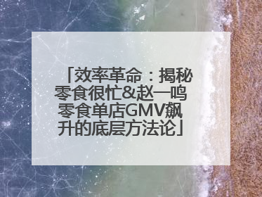 效率革命：揭秘零食很忙&赵一鸣零食单店GMV飙升的底层方法论