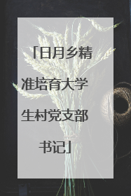日月乡精准培育大学生村党支部书记