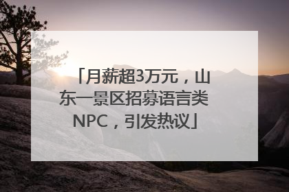 月薪超3万元，山东一景区招募语言类NPC，引发热议