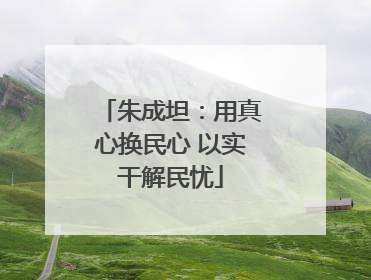 朱成坦：用真心换民心 以实干解民忧