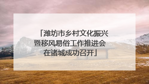 潍坊市乡村文化振兴暨移风易俗工作推进会在诸城成功召开