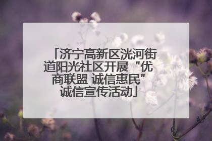 济宁高新区洸河街道阳光社区开展“优商联盟 诚信惠民”诚信宣传活动