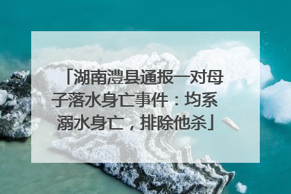 湖南澧县通报一对母子落水身亡事件：均系溺水身亡，排除他杀