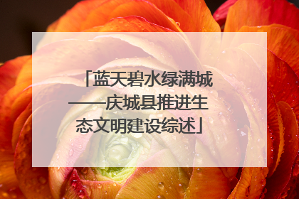 蓝天碧水绿满城——庆城县推进生态文明建设综述