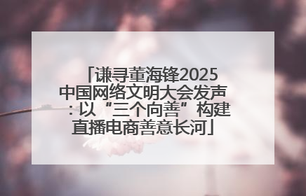 谦寻董海锋2025中国网络文明大会发声：以“三个向善”构建直播电商善意长河