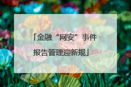 金融“网安”事件报告管理迎新规