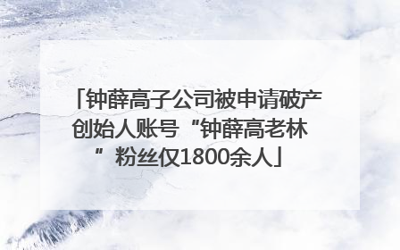 钟薛高子公司被申请破产 创始人账号“钟薛高老林”粉丝仅1800余人