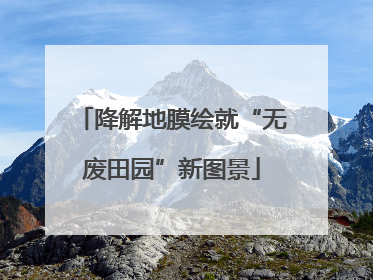 降解地膜绘就“无废田园”新图景