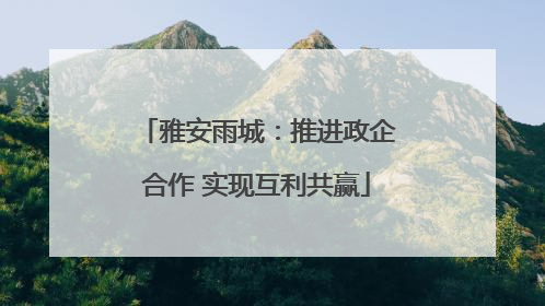 雅安雨城：推进政企合作 实现互利共赢