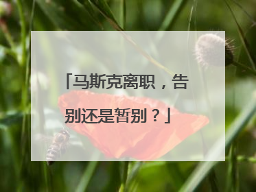 马斯克离职，告别还是暂别？