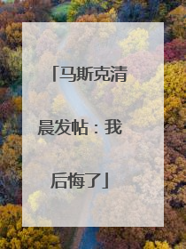 马斯克清晨发帖：我后悔了