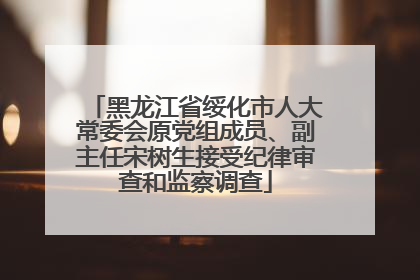 黑龙江省绥化市人大常委会原党组成员、副主任宋树生接受纪律审查和监察调查